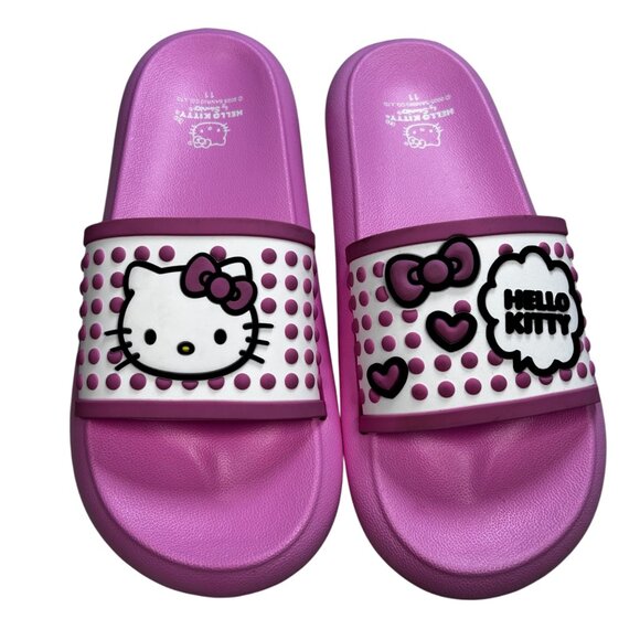 Sanrio Hello Kitty Pink Slides Sandals 11 Women Polka Dots Girly Fem - Picture 1 of 6